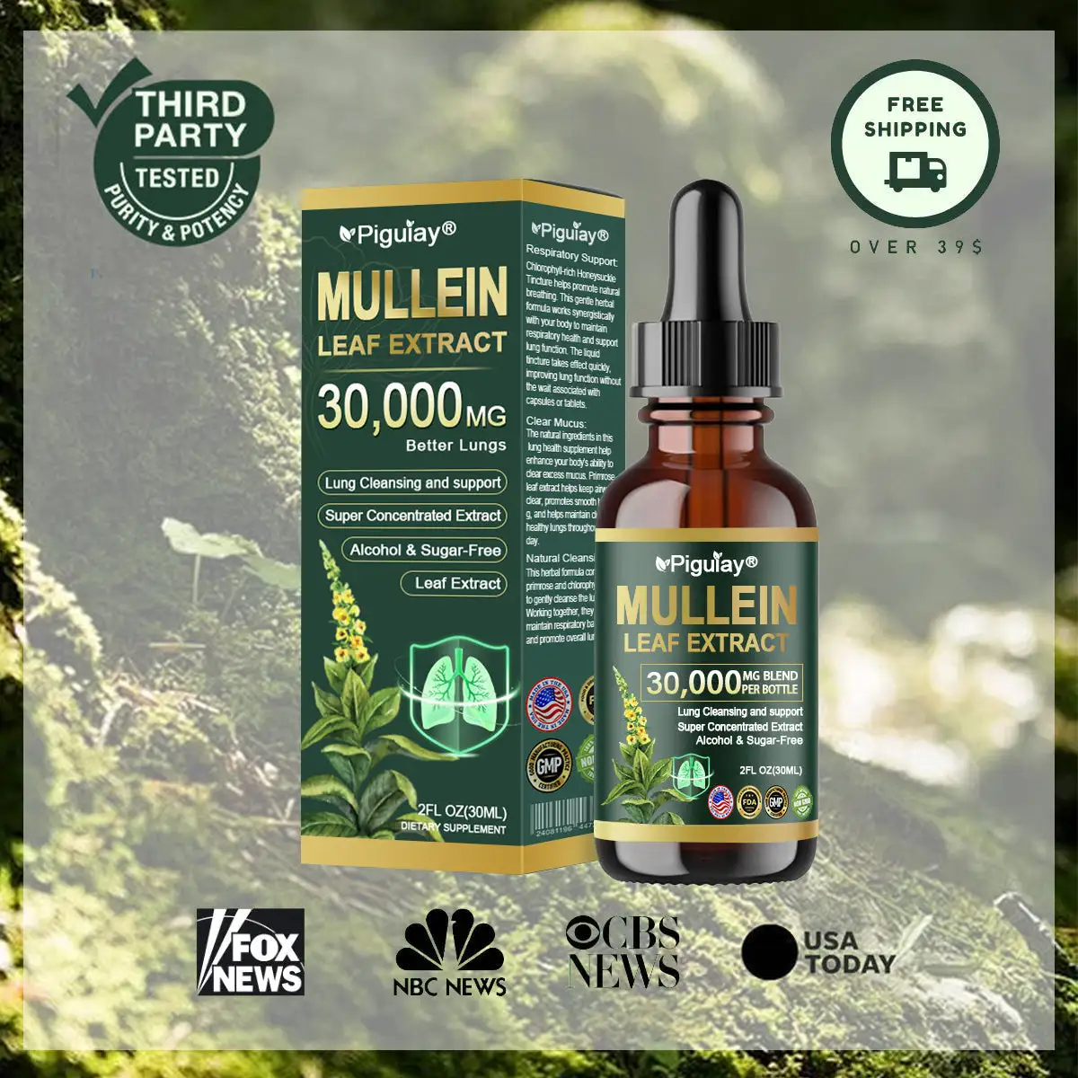 Organic Lung Cleansing Mullein Leaf Extract Drops