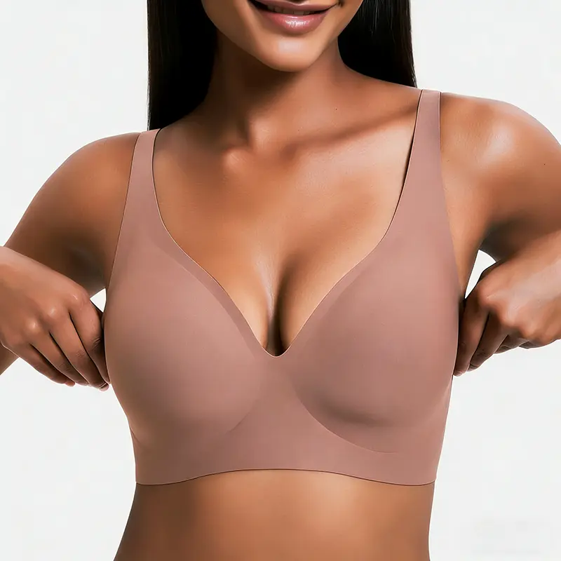 NESLEMY Wireless Push Up Bra for Women - Seamless Deep V Bralette, All-Day Comfort T-Shirt Bra for Everyday Wear - Image 9