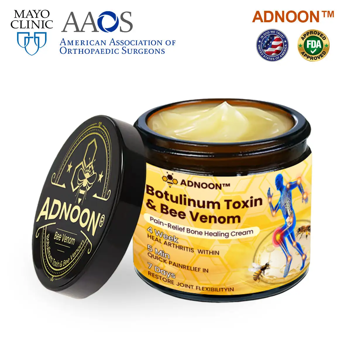 Botulinum Toxin and Bee Venom Pain Relief Bone Healing Cream
