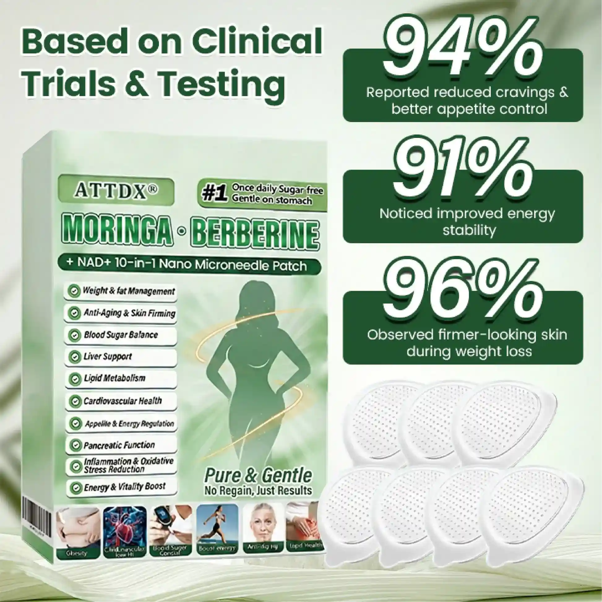 Moringa · Berberine + NAD+ 10-in-1 Nano Microneedle Patch - Image 10