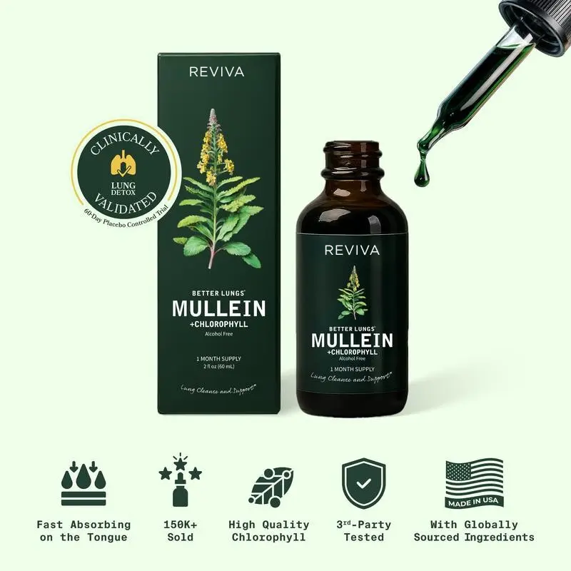 Mullein Leaf & Chlorophyll Drops for Lung Detox & Mucus Cleanse