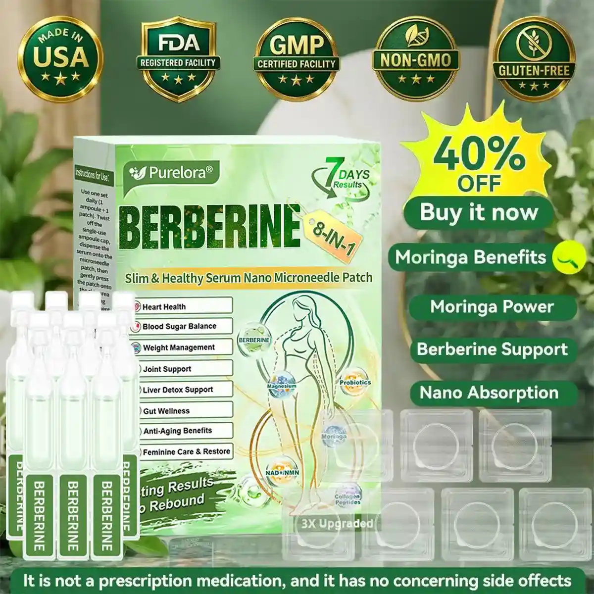 Berberine NAD 10-in-1 Nano Microneedle Patch