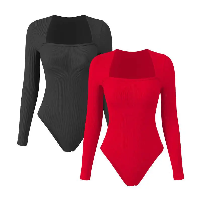 Slimoly Square Neck Long Sleeve Bodysuits - Image 8