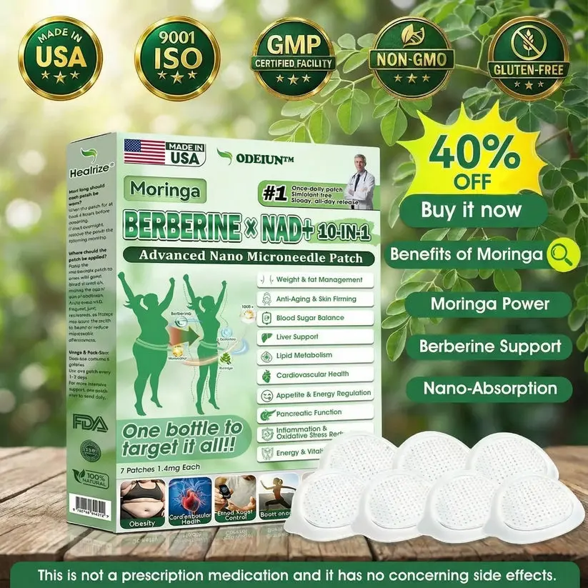 Moringa · Berberine × NAD+ 𝟏𝟎-𝐢𝐧-𝟏 𝐀𝐝𝐯𝐚𝐧𝐜𝐞𝐝 𝐍𝐚𝐧𝐨 𝐌𝐢𝐜𝐫𝐨𝐧𝐞𝐞𝐝𝐥𝐞 𝐏𝐚𝐭𝐜𝐡