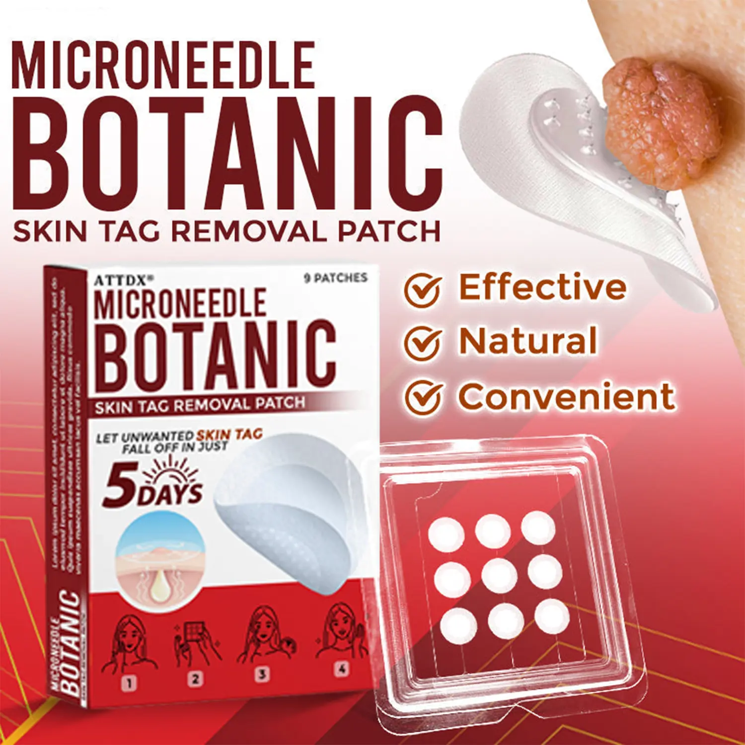 MicroNeedle Botanic Skin Tag Removal Patch