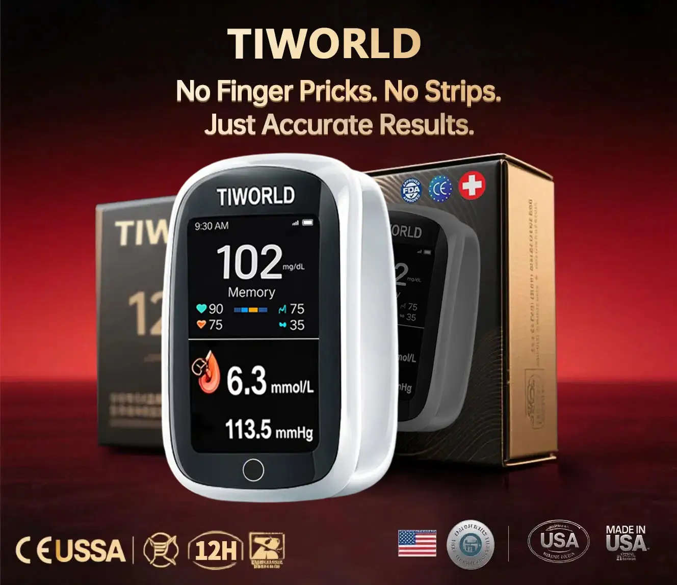 Non-Invasive Blood Glucose Monitor – 5 Seconds 99% Accuracy