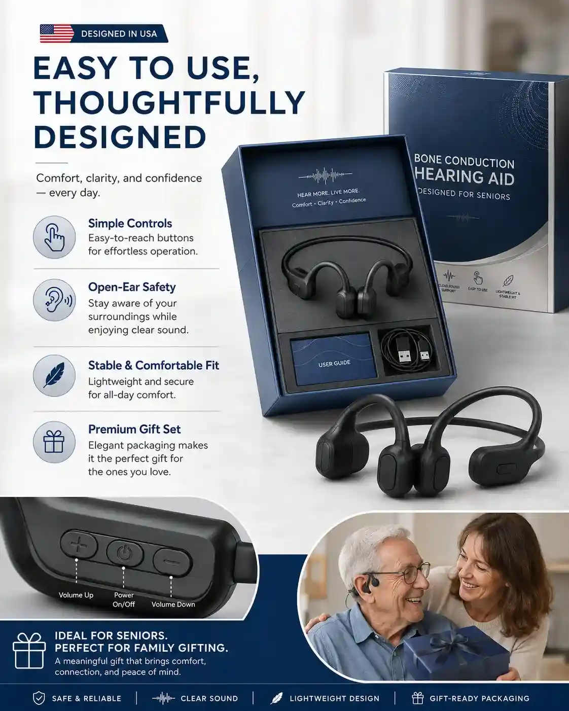 Bone Conduction Smart Hearing Headphones – Clear Sound & Open-Ear Comfort - Image 3