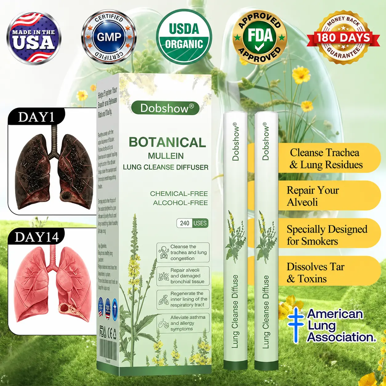 All-New Upgraded Botanical Mullein Lung Cleanse Diffuser